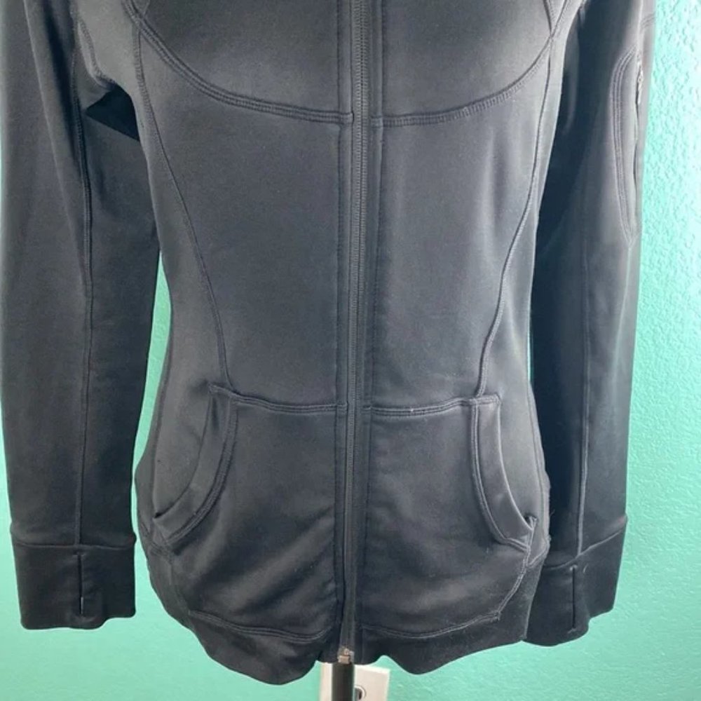 Athleta Basic Plain Black Full Zip Sweat Wick Act… - image 4